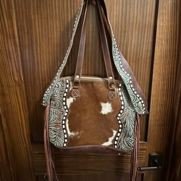Myra Bag Handbags - Myra Bag Brown and Cream Shoulder Bag